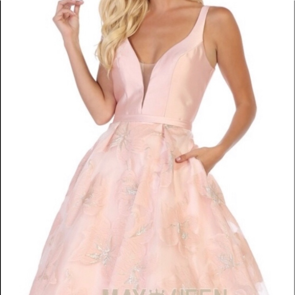 NEW JOVANI PINK SATIN FLORAL FORMAL BALLGOWN